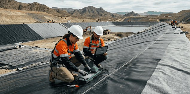 pruedas en geoembranas y geotextil