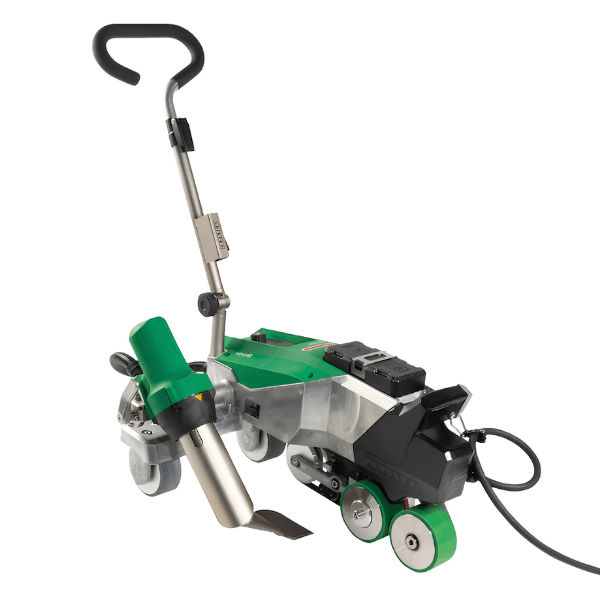 Soldadora automática Leister Varimat 710 con sistema LQS para roofing, impermeabilización de piscinas y soldadura de lonas para camión.