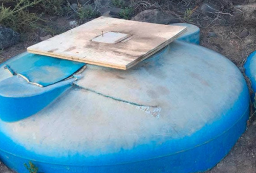 tanque de almacenamiento dañado para reparacios con soldadura plastica